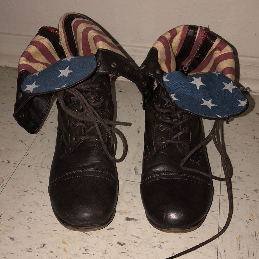 Brown combat boots